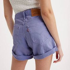 Rolled '80s Mom Women's Shorts - Purple | Levi's® US Retro Mid-rise Shorts For Spring, Levi's Retro Relaxed Fit Bottoms, Trendy Bottoms With Belt Loops For Spring, Casual Rolled Hem Shorts For Spring, 90s Style Levi's Cotton Bottoms, Retro Levi's Bottoms With Pockets, Levi's 90s Style Bottoms With Pockets, 90s Inspired Straight Leg Spring Bottoms, 90s Inspired Denim Bottoms For Spring