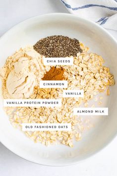 an image of ingredients in a bowl to make oatmeal smoothie recipe