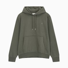 Calvin Klein Men's Archive Fleece Hoodie Beluga 40QM431 021 - APLAZE Ck Monogram, Chest Machine, Calvin Klein Men, Monogram Logo, Logo Embroidery, Embroidery Logo, Fleece Hoodie, Kangaroo Pocket, Crossover