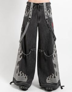 TRIPP NYC - FLAME DARK STREET PANT BLACK DENIM Clothes Upcycle, Dark Street, Fire Fits, Emo Outfits, D Rings, Edgy Outfits, Black Plaid