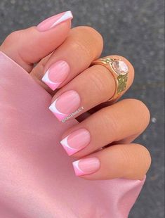 French Manicure Nails, Simple Gel Nails, Summery Nails, Girly Acrylic Nails, Work Nails, Short Square Acrylic Nails, Cute Gel Nails, Short Acrylic Nails Designs, Pretty Hands