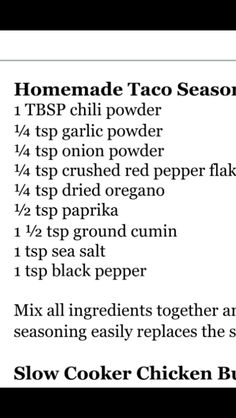 a recipe for homemade taco seasoning