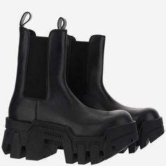 100% leather | Balenciaga Women's Bulldozer Leather Chelsea Boots in Black | SS24 Leather High Ankle Moto Boots With Reinforced Heel, Chelsea Boots In Calf Leather With Rubber Sole, Chelsea Boots With Rubber Sole And Calf Leather, Ankle-high Leather Chelsea Boots With Leather Footbed, Classic Platform Boots With Leather Sole, Classic Round Toe Platform Boots With Leather Sole, Calf Leather Chelsea Boots With Leather Footbed, Ankle-high Leather Boots With Leather Footbed, Leather Chelsea Boots With Round Toe And Medium Width