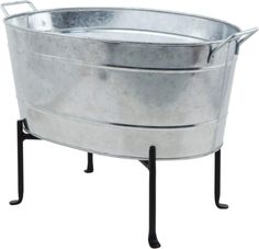 ad eBay - Find many great new & used options and get the best deals for Classic Oval Galvanized Tub with Folding Stand, Galvanized Steel and Black, (C-5 at the best online prices at eBay! Free shipping for many products! Farmhouse Tub, Oval Tub, Party Tub, Wheelbarrow Planter, Galvanized Tub, Container Vegetables, Backyard Cookout, Steel Tub, Classic Farmhouse