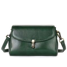 Fashionable Women's Genuine Leather Mini Crossbody Shoulder Bag woyaza Classic Green Shoulder Bag With Mobile Phone Holder, Classic Green Shoulder Bag With Phone Holder, Classic Green Bag With Hasp Closure, Classic Green Shoulder Bag With Metal Hardware, Classic Green Mobile Phone Bag, Green Leather Flap Bag With Mobile Phone Holder, Green Leather Flap Bag For Office, Leather Satchel With Hasp Closure, Leather Crossbody Flap Bag