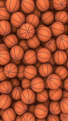 many basketballs are stacked up together on the floor in an arrangement to be used as a background