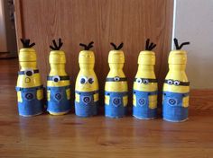 the minion bottles have been made to look like they are lined up