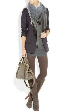 casual, thats me Gray Tights, Gray Outfit, Mode Casual, Fashion Mode, Looks Style, Mode Inspiration, Fashion Sense, Smart Casual