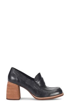 A squared-off moc toe and loafer-inspired topline distinguish a leather pump set on a cushioned footbed and stacked block heel. 3" heel Cushioned footbed Leather upper/textile lining/rubber sole Imported Stacked Heel Court Shoes For Fall Workwear, Fall Court Shoes With Stacked Heel For Work, Modern High Heel Loafers With Padded Heel, Slip-on Heels With Stacked Heel For Fall, Fall Slip-on Heels With Stacked Heel, Classic Low Heel Heels With Leather Footbed, Fall Stacked Heel Block Heels For Work, Business Heels With Stacked Heel For Fall, Fall Square Toe Heels With Stacked Heel