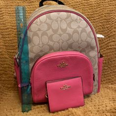 12 Inches In Height Lots Of Pockets Backpack Retails $398 Wallet Retails $168 Backpack Vintage, Coach Backpack, Lots Of Pockets, Pink Backpack, Coach Bags, Birthday Wishes, Bag Lady, Backpacks, Wallet