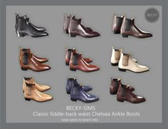 a bunch of different types of shoes for the simss, including men's and women's footwear