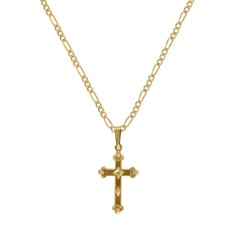 Elegant Necklace With Large Cross Pendant, Elegant Cross Pendant Necklace With Large Pendant, Elegant Cross Necklace With Chain, Spiritual Figaro Chain Pendant Necklace, Spiritual Pendant Necklace With Figaro Chain, Pretty Piercings, Ornate Cross, Cartilage Earrings Stud, Gold Chains For Men