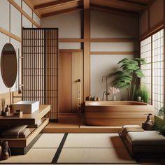 Japanese Bathroom Japan Spa, Japanese Bathroom Ideas, Japanese Inspired Bathroom, Japanese Bathrooms, Japanese Bathroom Design, Japanese Style Bathroom, Mood Feelings, Japanese Spa, Modern Japanese House