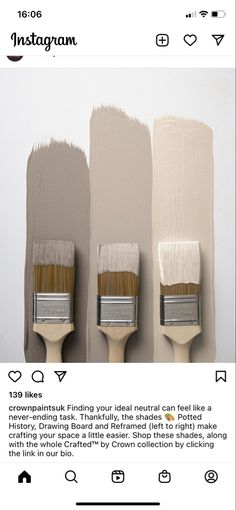 three paint colors are shown on the instagram page