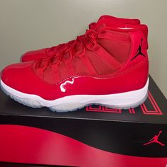 Introducing The Jordan 11 Retro High Win Like '96, A Stylish And High-Quality Athletic Shoe Perfect For Men Who Want To Elevate Their Shoe Game. This Shoe Comes In A Size 10 And Is An Excellent Addition To Any Shoe Collection. Featuring A Sleek Design And Made With Top-Of-The-Line Materials, This Shoe Is Perfect For Both Casual And Active Wear. The Jordan 11 Retro High Win Like '96 Is A Must-Have For Any Sneaker Enthusiast Who Wants To Stay Ahead Of The Trends. Jordan 4 White Cement, Everything Red, Jordan 4 White, Nike Air Jordan 6, Jordan Shoes Retro, Shoes Retro, Shoes Jordan, Jordan Red, Air Jordan 12 Retro