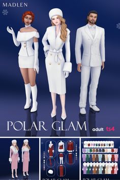 the male and female models are dressed in white