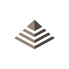 an image of a pyramid logo on a white background with the letter e in it's center