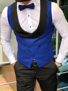 Mark Slim-Fit Tuxedo Vest Sax Men's Tuxedo Styles, Tuxedo Colors, Tailored Fashion, Colorful Vest, Blue Suit Men, Trendy Suits, Tuxedo Vest, Blue Suit Wedding, Blue Tuxedos