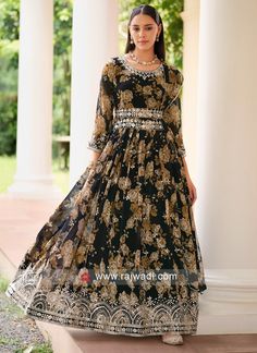 Black Georgette Anarkali Suit With Dupatta Frock Suit For Women, Designer Frock Suit, Anarkali Dress For Wedding, Anarkali Lehenga Gowns, Frock Suit, Suit Anarkali, Dress Anarkali, Suit With Dupatta