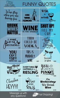 a poster with different types of wine glasses and words on it, including the names of each