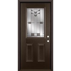 a brown door with glass panels on the side