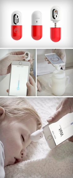 a series of photos showing how to use an electronic device for babies and toddlers