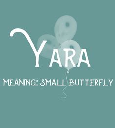 the words yara meang small butterfly are in white letters on a teal background