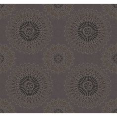 a brown and gray wallpaper with an intricate design