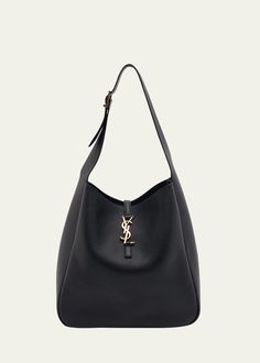 Get free shipping on Saint Laurent Le 5A7 Large YSL Shoulder Hobo Bag in Smooth Leather at Bergdorf Goodman. Shop the latest luxury fashions from top designers. Le 5 A 7 Ysl, Shoulder Bag Outfit, Uni Bag, Ysl Handbags, Expensive Bag, Large Hobo Bag, Mom Bags, Ysl Logo, Bronze Hardware