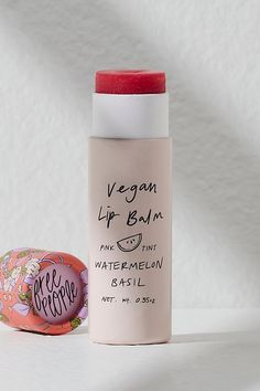 Watermelon Basil, Eco Makeup, Lip Balm Packaging, Minimalist Skincare, Pink Watermelon, Vegan Lip Balm, Soften Lips, Vanilla Flavor, Vegan Cosmetics