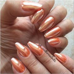 Neon Chrome Orange Nails With Chrome, Orange Chrome Nails, Nails With Chrome, Orange Chrome, Neon Orange Nails, Orange Acrylic Nails, Chrome Nail Polish, Pink Chrome Nails, Orange Nail Polish