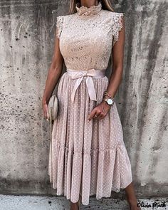 Color: light pink, Size: XL White Fall Dresses, Simple Lace Dress, Top In Pizzo, Long Dresses Elegant, Causal Dresses, Maxi Dress Outfit, Floral Lace Tops, Dress Sleeve Styles, Lace Pink Dress