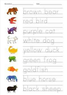 worksheet for writing the letter d with animals and letters to read in english