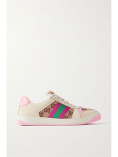 GUCCI Screener embellished canvas and leather sneakers | NET-A-PORTER Luxury Gucci Sneakers With Embroidered Logo, Gucci Designer High-top Sneakers With Embroidered Logo, Designer Gucci High-top Sneakers With Embroidered Logo, Gucci Leather High-top Sneakers With Embroidered Logo, Gucci Designer Sneakers With Embroidered Logo, Designer Gucci Sneakers With Embroidered Logo, Gucci Pink Sneakers With Rubber Sole, Pink Gucci Sneakers With Rubber Sole, Gucci Screener