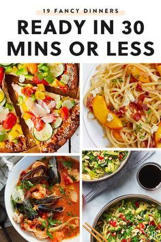 the cover of ready in 30 mins or less, with pictures of different dishes