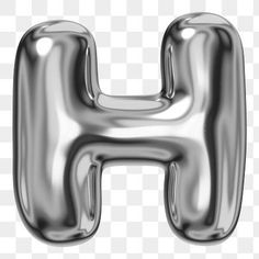 the letter h is made out of shiny silver balloons, hd png and psd