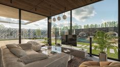 a living room filled with furniture and a flat screen tv