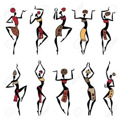 the silhouettes of women dancing in different styles and colors - decorative objects objects / objects