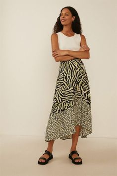 Petite Mixed Zebra Ditsy Midi Skirt Oasis Fashion, Fashion Face, Quick Delivery, Skirt Length, Oasis, Maxi Skirt, Midi Skirt, Buy Online, Shop Now