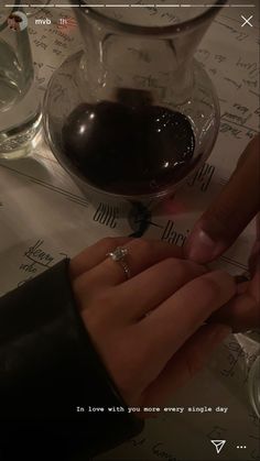 two people sitting at a table with wine glasses