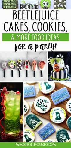 a collage of cakes, cookies and more food ideas for a party