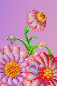 an image of flowers with bubbles in the air