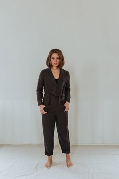 It's no secret that we are big romper fans around here. This one takes our romper game to the next level. The notched collar and lapel give this piece structured sophistication, paired with the understated vibe of the linen texture. Customize your fit with hidden wood buttons and adjustable belt. Featuring large front Linen Jumpsuits And Rompers With Pockets For Work, Spring Linen Jumpsuits And Rompers For Work, Tailored Linen Pantsuit With Notch Lapel, Chic Linen Pantsuit With Notch Lapel, Tailored Linen Notch Lapel Pantsuit, Tailored Notch Lapel Linen Pantsuit, Chic Tailored Linen Pantsuit, Sewing Workshop, Garment Steamer