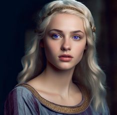 a woman with long blonde hair and blue eyes wearing a tiara in the movie game of thrones