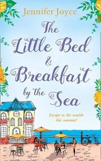 the little bed and breakfast by the sea book cover with people sitting at tables on the beach