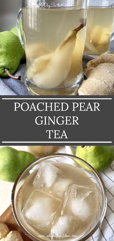 two glasses of poached pear ginger tea