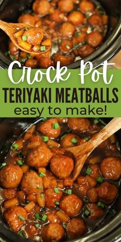 the crock pot teriyaki meatballs are easy to make