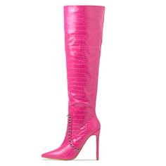 Boots Party, Leather Knee Boots, Spot Lights, Style Boots, Shoe Style, Stiletto Heel, Pink Fashion, Leather Material, Shoe Brands