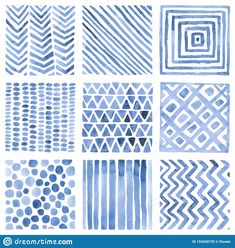 blue watercolor patterns on white paper