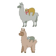 two llamas with hats and scarves on their heads, one wearing a scarf